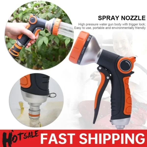High Pressure Nozzle Sprayer High Pressure Garden Sprayer Head with 5 Spray Patterns for Watering Plants Cleaning Cars Showering