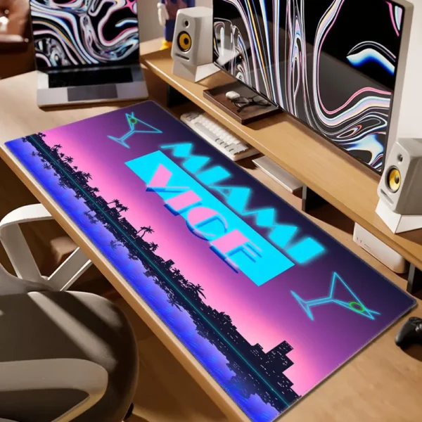 Miami Vice Gamer Desk Accessories Office Xxl Mouse Pad Mat Pc Gaming Computer Table Mousepad Anime Large Mats Mause Pads Setup